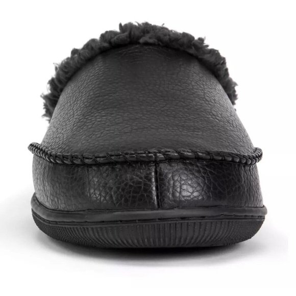 MUK LUKS Men's Faux Leather Clog Slippers Black Medium Size 10-11 New Ships Fast - Picture 4 of 7